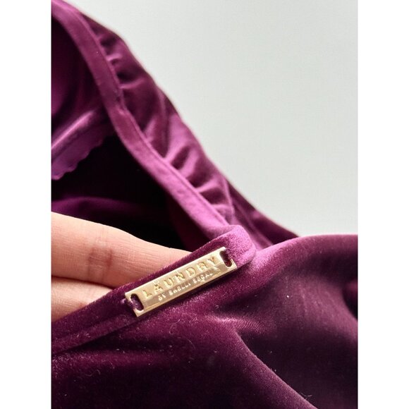 LAUNDRY BY SHELLI SEGAL Purple Velvet Plunge V-Neck One Piece Swimsuit, Size M/L - Picture 10 of 13